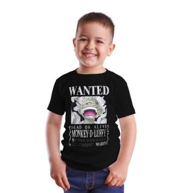 Imagem de Camiseta Wanted Mokey Infantil Camisa Estampada Desenho Básica Unissex