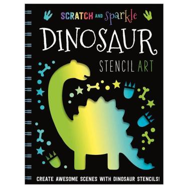 Imagem de Scratch And Sparkle Dinosaur Stencil Art - Book Including Wooden Scratcher, Stencils And Scratch-Off Card!