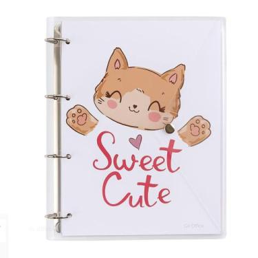 Imagem de Caderno Fichário Argolado Pasta Organizadora 4 Argolas Sweet Cute Tran