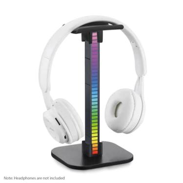 Imagem de Stand foneco de fone de ouvido RGB Light Gaming Handset Base acrílica robusta com 32 contas de LED 7 Modos de iluminação portas típicas USB para PC Desk Office Black 11x10cm