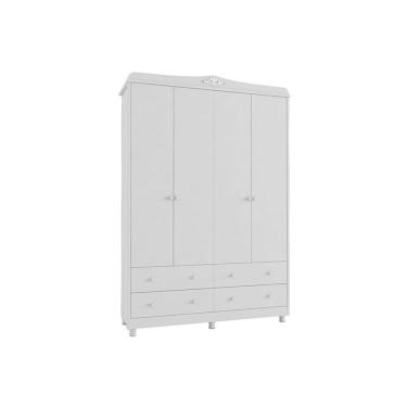 Imagem de Guarda Roupa Bebê Elô C- 4 Portas E 4 Gavetas Branco - Peroba