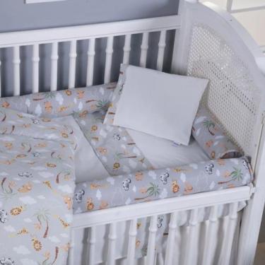 Imagem de Kit Berço Rolinho Percal Coleção Safari 100 Algodão Menina Menino - Mo