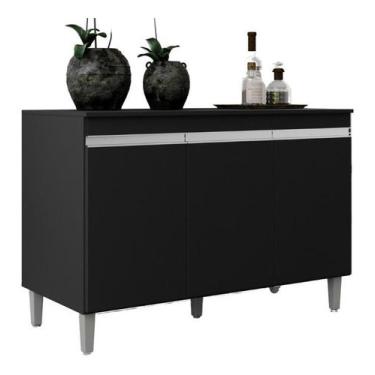 Imagem de - Balcão Gabinete P/cozinha Manu 120cm Preto Ajl Móveis, Preto