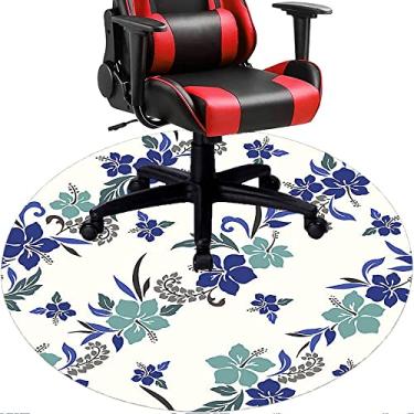 Imagem de Tapete de cadeira de escritório com flores, textura de flor, tapete de cadeira de mesa para piso de madeira de escritório em casa, protetor de piso de pilha baixa, redondo de 91 cm