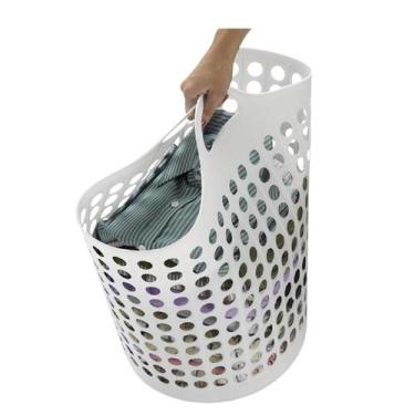 Imagem de Cesto Flexível Multiuso Roupa Suja Limpeza Branco Arthi 44l