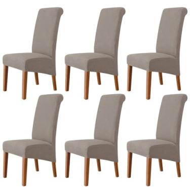 Imagem de Lzyjckh Capas elásticas para cadeiras de jantar, Capa para cadeiras com encosto alto, Protetor de cadeira removível e lavável, para decoração de casa, hotel, banquete, festa,Khaki,6PCS