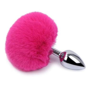 Imagem de Plug Anal Em Aço Com Pompom Luxuoso Encantador para Relaxamento e Prazer Intenso para Iniciantes [PINK]