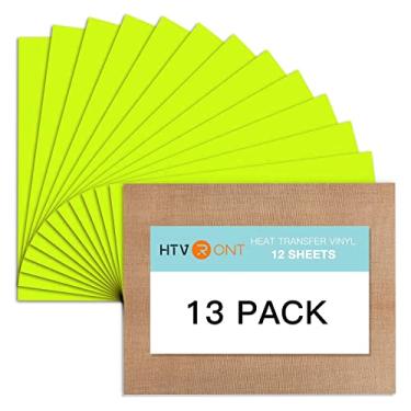 Imagem de HTVRONT Pacote De Vinil Transferência Térmica Htv: Com 13 Adesivos 30,5 Cm X 25,4 Amarelo Neon Para Camisetas, Cricut E Silhouette Cameo