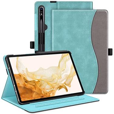 Imagem de Fintie Capa para Samsung Galaxy Tab S8 Plus 2022/S7 FE 2021/S7 Plus 2020 12,5 polegadas, capa protetora de visualização em vários ângulos com bolso, hibernar/despertar automática, turquesa