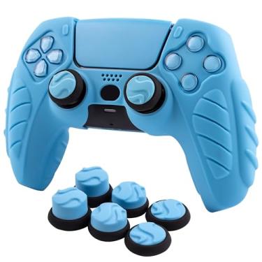 Imagem de CHIN FAI Ergonomic Soft Grip Skin Compatible PS5 Controller Cover, Anti-Slip Silicone with 6 Thumb Grips Accessories Set for PlayStation 5 (Starlight Blue)