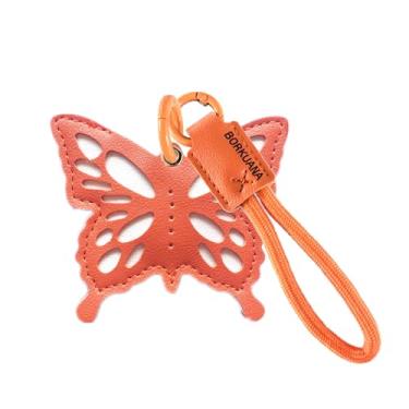 Imagem de Capa de couro compatível com AirTag, linda capa protetora com chaveiro e cordão, antiarranhões, rastreador GPS para chaves, bolsa, animais de estimação (borboleta A)