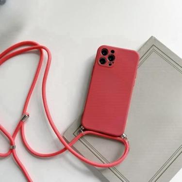 Imagem de Capa de silicone líquido com alça e cordão para colar transversal para Xiaomi 8 9 10 10S 10T 11 Lite Ultra 11i 11X Pro 6X, cor vermelha, para Xiaomi Mi 8 SE