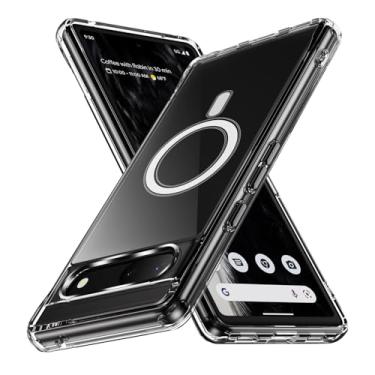 Imagem de CANTONG Capa de telefone de 6,1 polegadas antiamarelamento TPU e PC capa traseira com proteção de câmera para Google Pixel 7A capa transparente compatível com carregamento sem fio proteção resistente