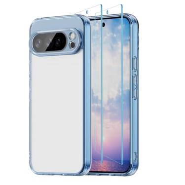 Imagem de EVUNNBC Capa para Google Pixel 10 Pro XL 2025, com 2 pacotes de protetores de tela, não amarela, à prova de choque, para-choques, capa protetora para celular, traseira de acrílico rígido antiarranhões