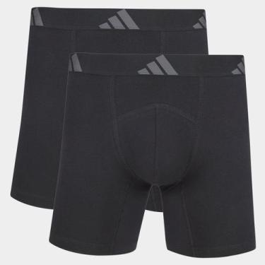 Imagem de Kit Cueca Boxer Ergonômica Adidas 2 Peças, Preto, M