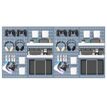 Imagem de MULSAME Kit de combinação de Pegboard, conjunto de armazenamento montado na parede de 64 x 128 cm com 8 quadros de fixação e 40 acessórios para pendurar, organizador de placas de fixação