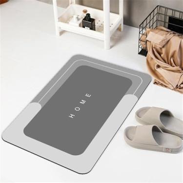Imagem de Boxonly Tapete de banho mágico, tapete retangular antiderrapante de secagem rápida, tapete absorvente de diatomáceas para banheiro, cozinha e entrada - tamanhos e cores personalizáveis (cinza claro,