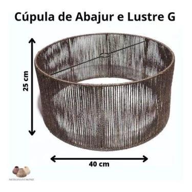 Imagem de Cúpula Abajur Artesanato Sisal Rústica Vira Lustre Pendente G CORES:ma