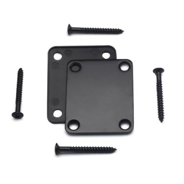 Imagem de Placa de pescoço de guitarra de metal, substituição de 4 parafusos com parafusos e placa traseira para guitarra elétrica Fender Strat Tele, baixo