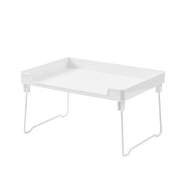 Imagem de Diydeg Rack de Armazenamento Dobrável, Organizador de Plástico Branco Organizador de Prateleira Multifuncional Prateleira de Armazenamento Empilhável para Pratos de Maquiagem (Pacote único)