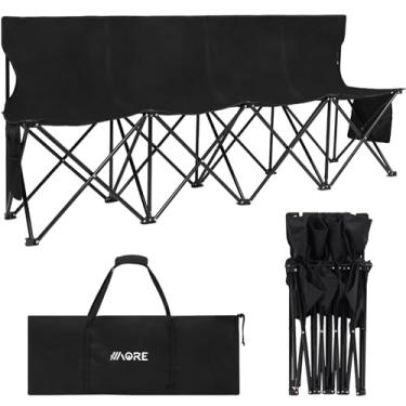 Imagem de 1MORE Banco de futebol – Banco de equipe dobrável portátil, 4 assentos laterais dobráveis, cadeira de futebol com bolsa e encosto, cadeira de time adulto para acampamento de futebol e eventos