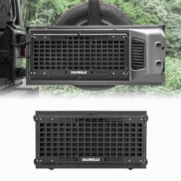 Imagem de TACMOLLE Mesa traseira – Painel tático modular MOLLE para acessórios MOLLE, caixa de armazenamento de ferramentas para porta traseira para Jeep Wrangler JK JL 2007–2024