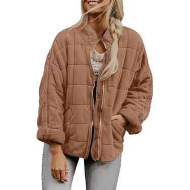 Imagem de Jaqueta Puffer Leve E Folgada Feminina Casaco Quente De Inverno Com Bolsos, Pink, S
