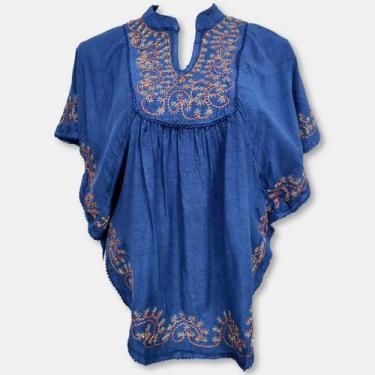 Imagem de Bata Indiana Poncho Bordado Kaftan Plus Size 5600 - - Sarat Moda India