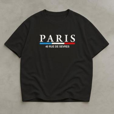 Imagem de Camiseta Branca Oversized Algodao Masculina Paris Academia - Crushed, 