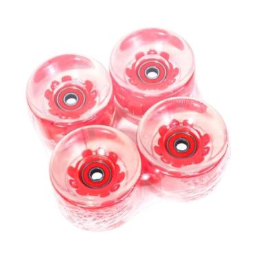 Imagem de menolana 4 peças rodas de skate iluminam lisas com rolamentos peças de reparo de altura elástica PU 65mm 78A Rodas de cruzeiro de led de reposição de, Vermelho