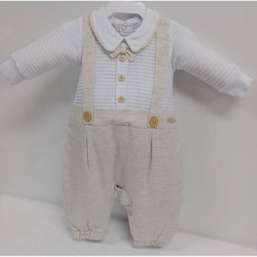 Imagem de Macacão Longo Suspensório Linho Luxo Bebê Menino Lessa B9061