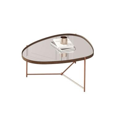 Imagem de Mesa de Centro Organica Alamanda Castanho Pe Bronze - Moveis JB