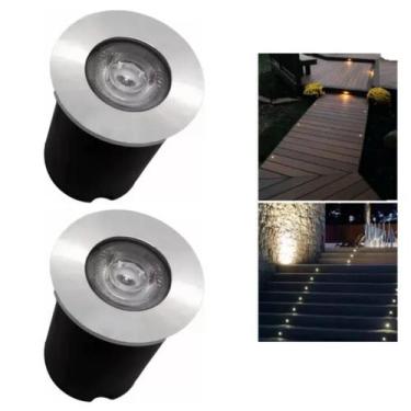 Imagem de 2 Embutido Solo 1w Balizador Led Blindado Ip67 Inox Spot Chão Piso - M