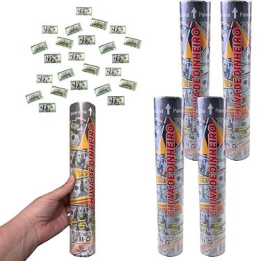 Imagem de Kit 4 Pçs Lança Confete Chuva de Dinheiro Notas para Festas Eventos Casamento Formatura Comemorações (Dólar)