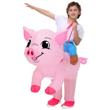 Imagem de Inflatable Costume for Kids Pig Costume Halloween Blow Up Ride on Piggy Costumes Girls Animal Suit for Boys Cosplay Party