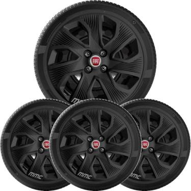 Imagem de 4X Calota Fiat Grand Siena Punto Palio Aro 15 Preto 214Cp