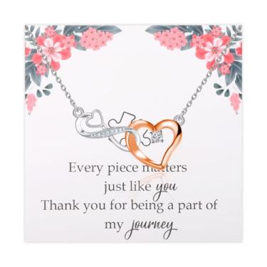 Imagem de ENSIANTH Thank You Gifts Joias de agradecimento para professores colegas de trabalho e amigos - Colar de coração infinito com gratidão, one size, Aço inoxidável, Sem Pedra Preciosa