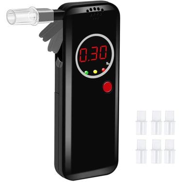 Imagem de Bafômetro Testador De Álcool Semicondutor Sensor Digital Lcd Com 5 Boquilhas Testador De Respiração Preciso
