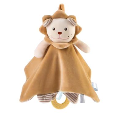 Imagem de Naninha - Manta de Bebê com Leãozinho e Chocalho, Toalha Calmante Super Macia 100% Algodão, Kit Presente 0-12 Meses, Brinquedo Sensorial com Mordedor e Sons