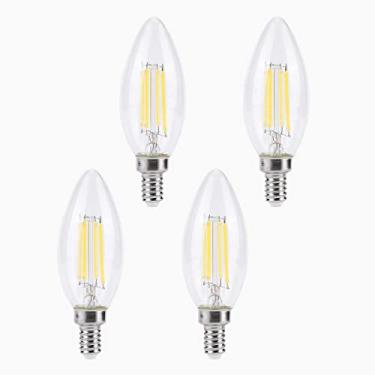Imagem de KINUR Lâmpadas LED de candelabro regulável E12 4 Watt (equivalente a 40 Watts) Lâmpadas LED Lustre 5000K Branco Macio Lâmpada Decorativa Vela Lâmpada Ventilador de Teto Pacote com 4