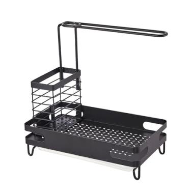Imagem de Pia de armazenamento de armazenamento prateleira de bancada de pia grátis rack de rack de rastreio de esponja de esponja de rack para organizador de cozinha aço carbono aço (Preto)