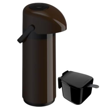 Imagem de Kit Garrafa Térmica 1 Litro Sistema Pressão Verona + Açucareiro 350 ML Garrafa Alça Ampola de Vidro (MARRON)
