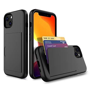 Imagem de FDTCYDS Capas de telefone para iPhone 13 edição de 6,1 polegadas com suporte para cartão, à prova de choque armadura de silicone híbrida, capa protetora robusta para iPhone 13 edição de 6,1 polegadas,