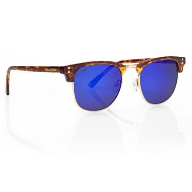 Imagem de Pilotfish Óculos de sol polarizados Sherpa masculino e feminino, armação TR90, lente hidrofóbica antirreflexo UV400 CR-39, Armação: Tortoise Gold | Lentes: Azul espelhado, 51mm