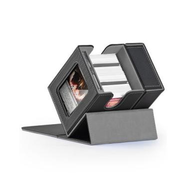 Imagem de MTG Deck Box ZLCA Commander com janela de exibição preta e cinza