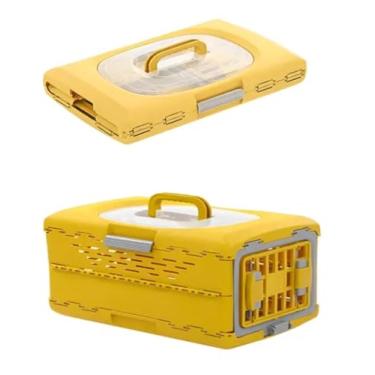 Imagem de Caixa de Transporte Gaiola Pet para Cachorro e Gato PP Retrátil Plástico - cor Amarela medida 57x37x33cm