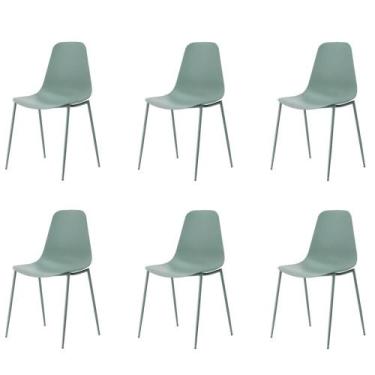 Imagem de Kit 6 Cadeiras Miami Abi Fratini Polipropileno Cor Verde Aloe Base em 