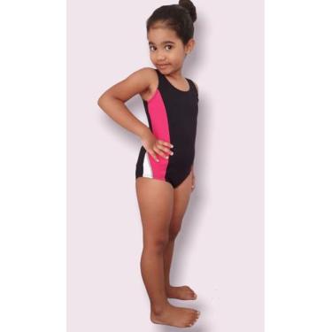Imagem de Maiô Infantil Bicolor Natação - Suport Fitness, Feminino, Preto, Pink,