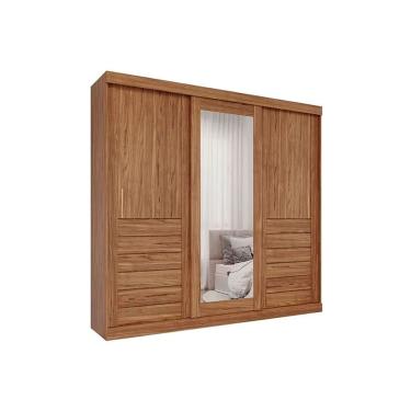 Imagem de Guarda Roupa Casal 3 Portas de Correr (1 c/ Espelho) e 6 Gavetas Cecilia Cinamomo - Panan