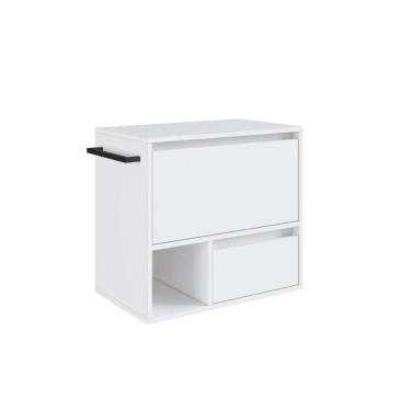 Imagem de Gabinete de Banheiro Suspenso Branco 60cm com Toalheiro 1 Porta e 1 Gaveta BH8050